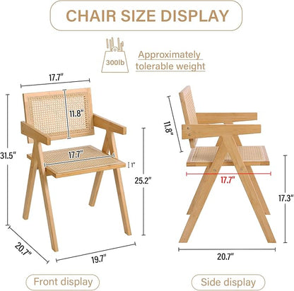 Tiita Rattan Accent Chairs, Mid Century Modern Dining Chairs Set of 2, Bamboo Living Room Chair for Reading Room Dining Kitchen, Wood
