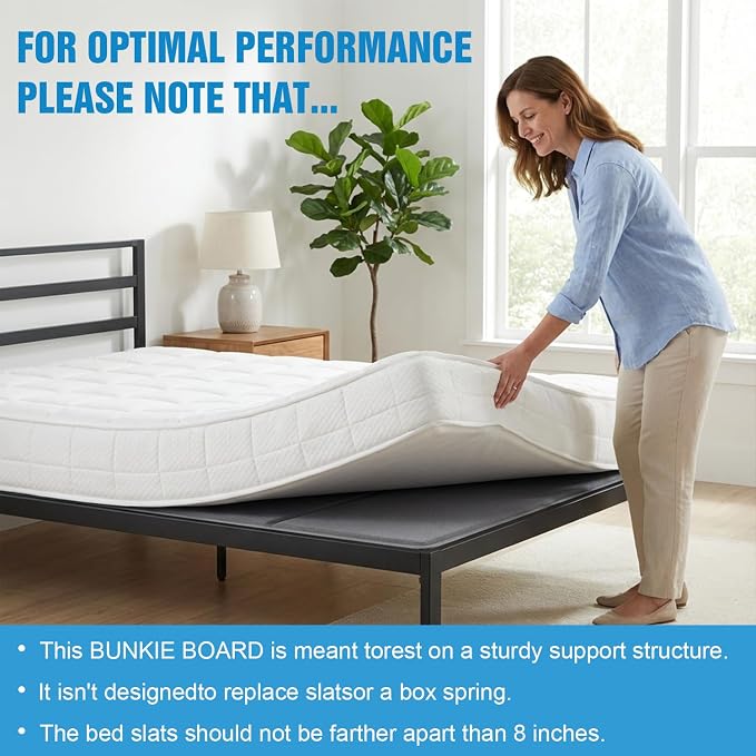 Bunkie Board Full Size (54x75''), 10mm Bed Boards for Under Mattress, Breathable, Noise Minimizing, Moisture Resistant Bunkieboards, Heavy Duty Bed Support Board for Platform & Slatted Frames