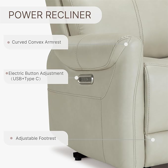 KISLOT Leather Recliner Chair Set of 2, Wall Hugger RV Recliners with USB Charging Ports Electric Power Reclining Sofa for Living Room Home Theater Seating Bedroom