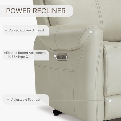 KISLOT Leather Recliner Chair Set of 2, Wall Hugger RV Recliners with USB Charging Ports Electric Power Reclining Sofa for Living Room Home Theater Seating Bedroom