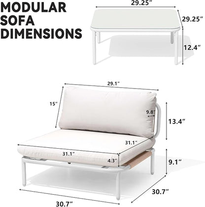 Crestlive Products Outdoor Patio Furniture Set with Coffee Table, 8 Seater Modular Oversized Patio Conversation Set with Cushions, Modern Sectional for Backyard, Deck, Porch, or Poolside