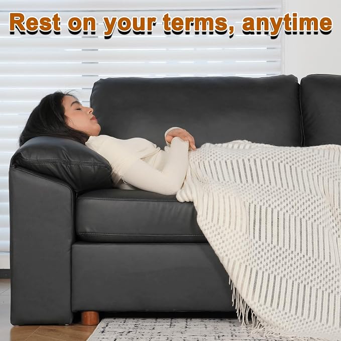 EASE MOOSE Oversized Corner Modular Sectional Sofa, Faux Leather Sectional Sofa with Deep Seat, Vintage Scratch Resistant Faux Leather Material, Extra Large L Shaped Couch,Black