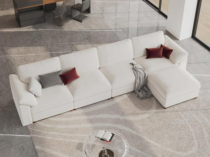 EASE MOOSE Extra Large Modular Sectional Sofa,Modern Oversized L Shape Sectional Couch,Comfty Deep Seat Modular Sofa with Ottoman,White