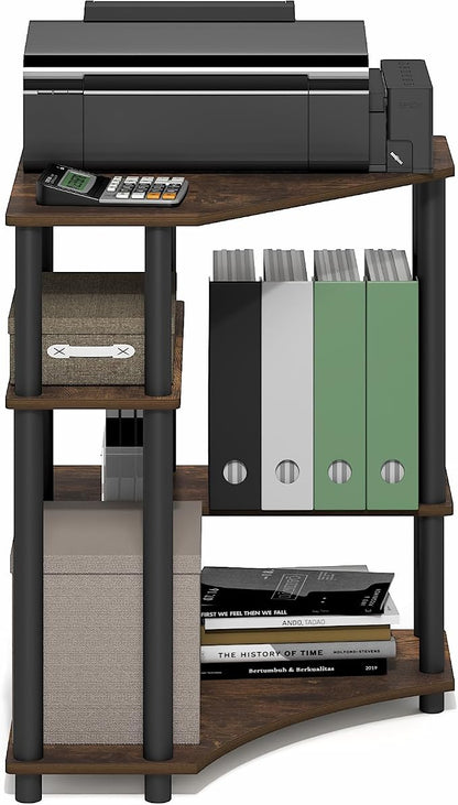 Furinno Turn-N-Tube Desk, Corner Gaming Desk with Storage Shelves, Toolless Assembly Computer Desk with Open Shelf, Office Desk for Home Office, Bedroom, Amber Pine