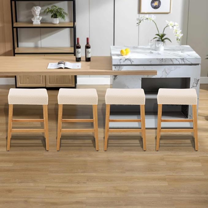 YISUN Stool Covers Rectangle - 4 Pack Stretch Waterproof Saddle Seat Cover Counter Bar Stools Bar Chairs Covers Kitchen Island Chairs Cushion Protector
