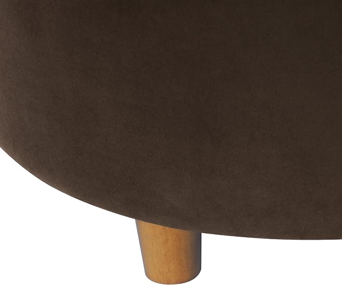 HomePop 28" Button Tufted Velvet Round Storage Ottoman - Chocolate Brown Velvet