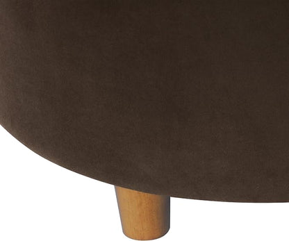HomePop 28" Button Tufted Velvet Round Storage Ottoman - Chocolate Brown Velvet
