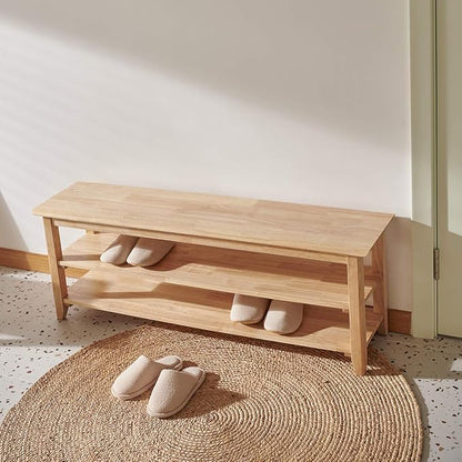 XKZG Shoe Rack Bench Wooden Shoe Storage Bench Simple Style Wood Entryway Bench (Natural,47.2")