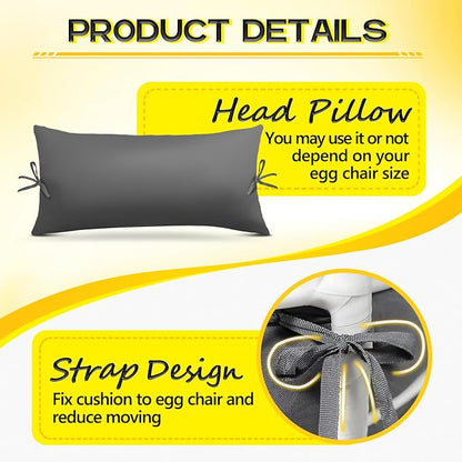 MAGIC ELEPHANT Egg Chair Cushion, Memory Foam Hanging Egg Chair Cushion Replacement, Indoor Outdoor Hammock Basket Swing Cushion with Headrest (Grey)