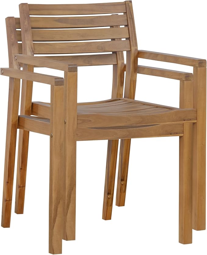 Quarte 5-Piece Outdoor Acacia Wood Dining Set, 59.06-Inch Rectangular Table with Umbrella Hole & 4 Chairs,Patio/Garden/Poolside Furniture for Family Gatherings (Natural-r2)