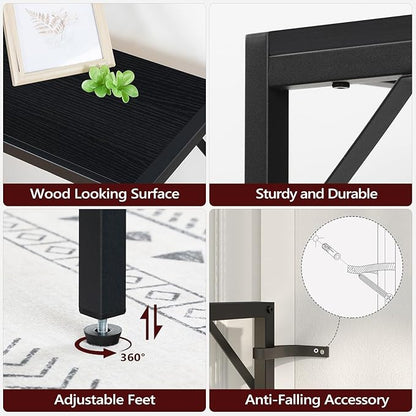 MAHANCRIS 43.7”Console Table with Outlet, Narrow Sofa Table with Charging Station, Entryway Table with Display Shelf, Behind Couch Table, Long Sofa Side Table, Living Room, Hallway, Black CTHB112E01