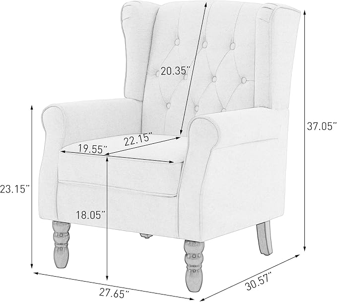 High Back Accent Chair, Fabric Upholstered Armchair Wingback Chair for Living Room, Comfy Single Sofa Solid Wood Legs Bedroom Side Reading Seat - Olive Green