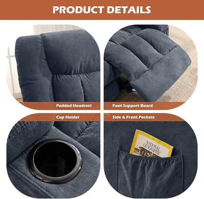 MAHOMICO Recliner Loveseat with Cup Holders for Living Room Love Seat Manual Oversized Recliner with Ergonomic, Side Pocket for Adult