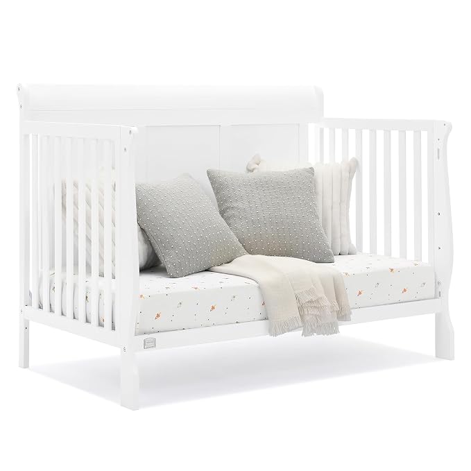 Simmons Kids Carter 6-in-1 Convertible Crib - Greenguard Gold Certified, Bianca White