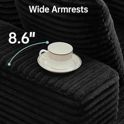 Boneless Chaise Lounge Chair, 54" Oversized Cloud Couch Sofa with Deep Seat, Plush Corduroy Reading Chair for Living Room, Bedroom, Reading Nook, Apartment, Gaming Room & Movie Nights, Black