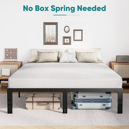 Sweetcrispy Full Bed Frame - 14 Inch Metal Platform Bed Frames for with Storage Space Under Base, Sturdy Steel Slat Support, No Box Spring Needed