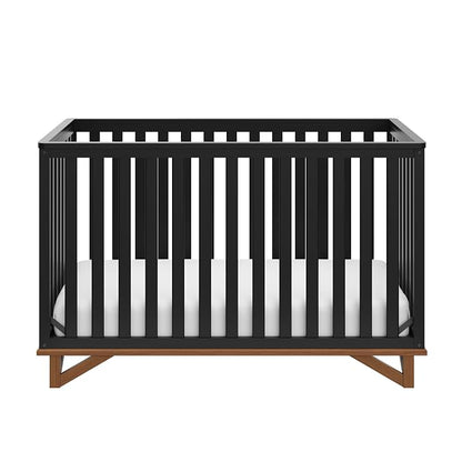 Storkcraft Santa Monica 5-in-1 Convertible Crib (Black with Vintage Driftwood) – GREENGUARD Gold Certified, Modern Design, Two-Tone Baby Crib, Converts to Toddler Bed, Daybed and Full-Size Bed