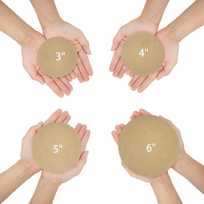 Skyflame 5" Ceramic Firepalce Balls for Gas Fire Pits, 6 Pack Round Reusable Beige Firepit Balls for Indoor and Outdoor Fire Bowls, Fire Tables or Fireplaces Accessory