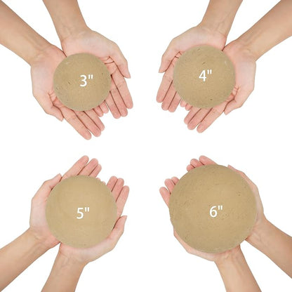 Skyflame 5" Ceramic Firepalce Balls for Gas Fire Pits, 6 Pack Round Reusable Beige Firepit Balls for Indoor and Outdoor Fire Bowls, Fire Tables or Fireplaces Accessory