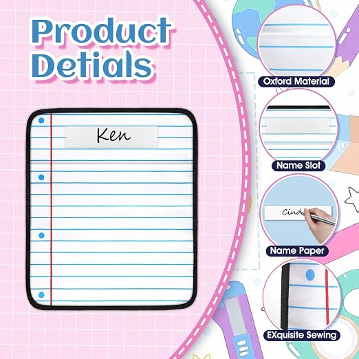 24Pcs 17 * 19 Inch Chair Pockets, Seat Sacks Student Chair Bag Organizer for Classroom, School Storage Seat Back Hanging Bag with a Name Tag Multi Pocket for Kindergarten Primary Schools Pre-School