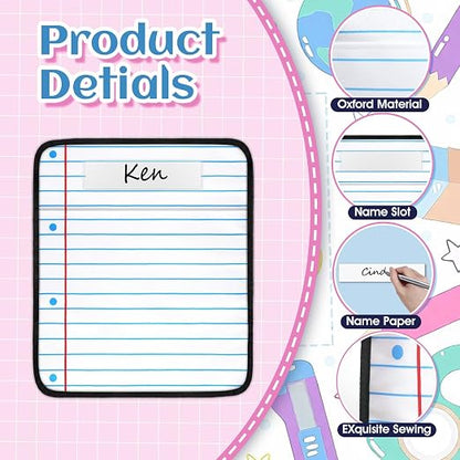 24Pcs 17 * 19 Inch Chair Pockets, Seat Sacks Student Chair Bag Organizer for Classroom, School Storage Seat Back Hanging Bag with a Name Tag Multi Pocket for Kindergarten Primary Schools Pre-School