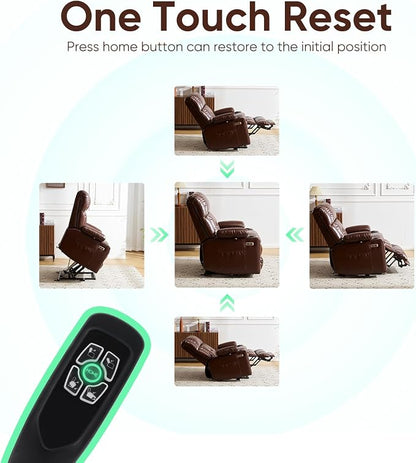 Dual Motor Power Lift Recliner Chair for Elderly with Massage and Heat, Oversized Lift Chair with Arm Storage, Lay Flat Lift Recliner for Adults, Big Tall, Infinite Position,Lving Room, Brown