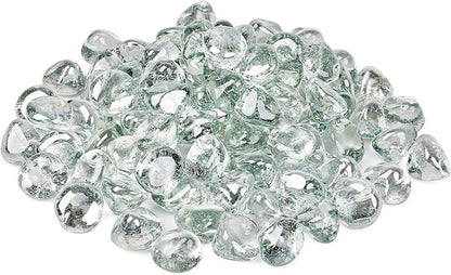 GASPRO 20 Pound Fire Glass Diamonds - 1inch Clear Fire Glass for Propane Fire Pit, Decorative Fire Pit Glass Rocks for Gas Fireplace, Crystal Luster