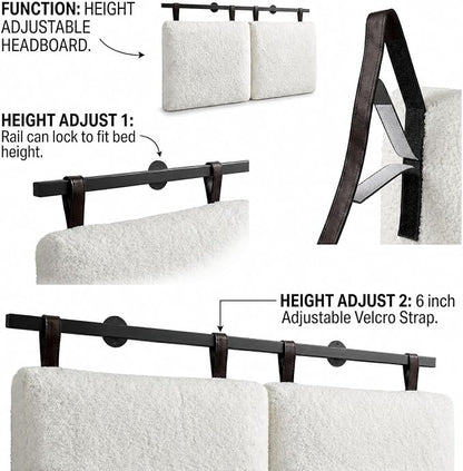 Queen Headboard only, Wall Mounted Headboard for Adjustable Bed, Hanging Head Board for Queen Size Bed Upholstered Headboard Cabeceras De Cama for Bedroom, Dorm, Guest Room, White