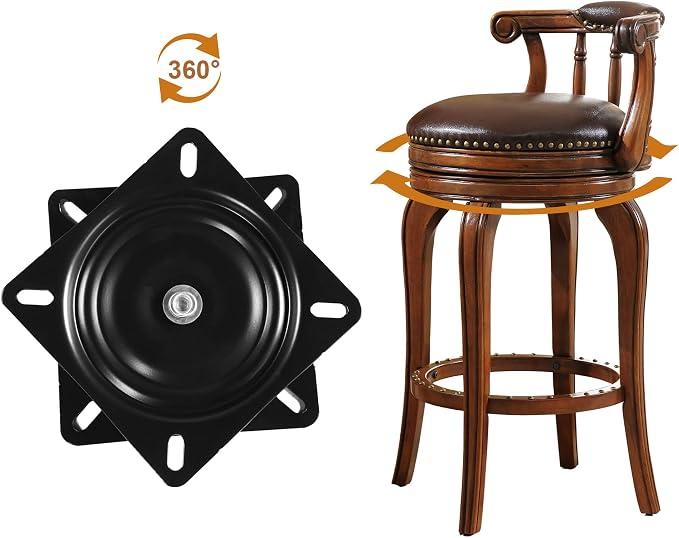 Frassie 2 Pack 8 Inch Bar Stool Chair Swivel Plate Replacement, 360 Degree Swivel Square Heavy Duty Turntable for Recliner Chair