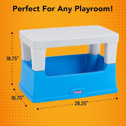 Simplay3 Play Around Toy Box Table, Multipurpose Kids Toy Box and Toddler Play Table for Toys, Art Supplies, Crafts, Durable, Plastic Large Toy Box, Made in USA