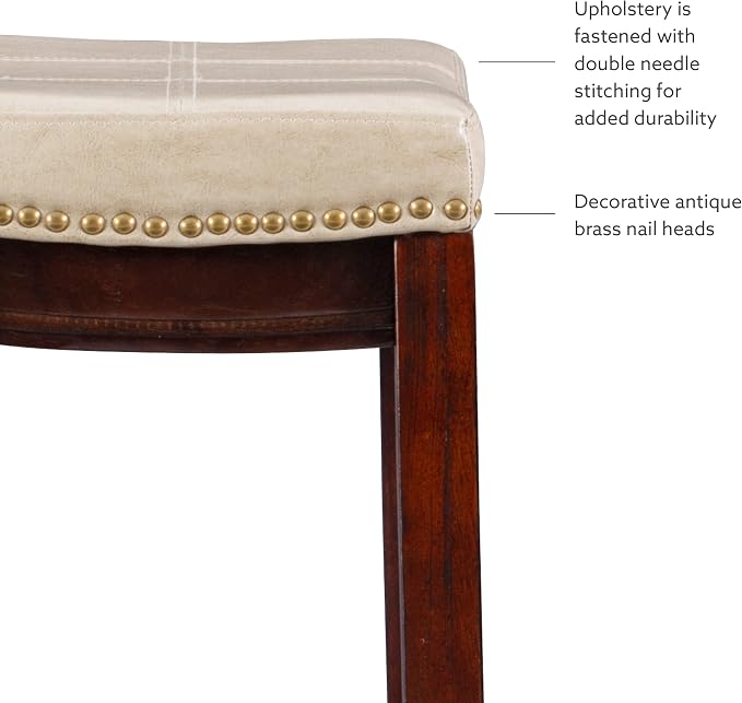 Linon Carson Cream Backless Bar Stool, Off-White
