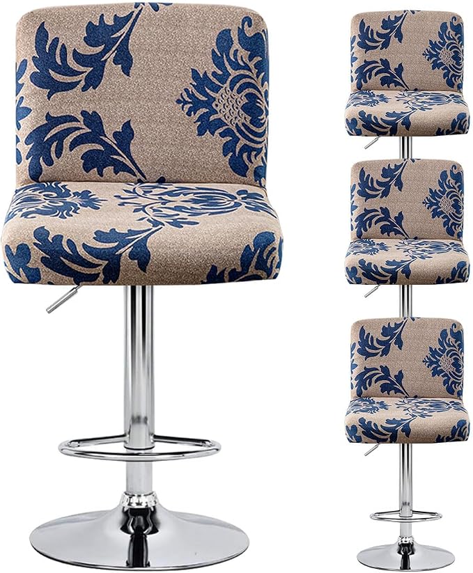 Levoberg Bar Stools Cover Set of 4 Printed Armless Swivel Barstools Slipcovers with Backs Stretch Square Counter Height Bar Stools Covers Mid Low Back Chair Cover for Kitchen Dining Room Bar #2