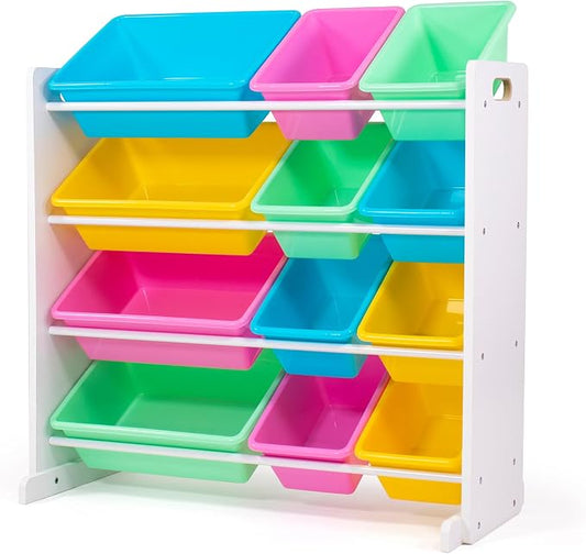 Humble Crew Kids' Toy Storage Organizer, White/Pastel (WO560P)