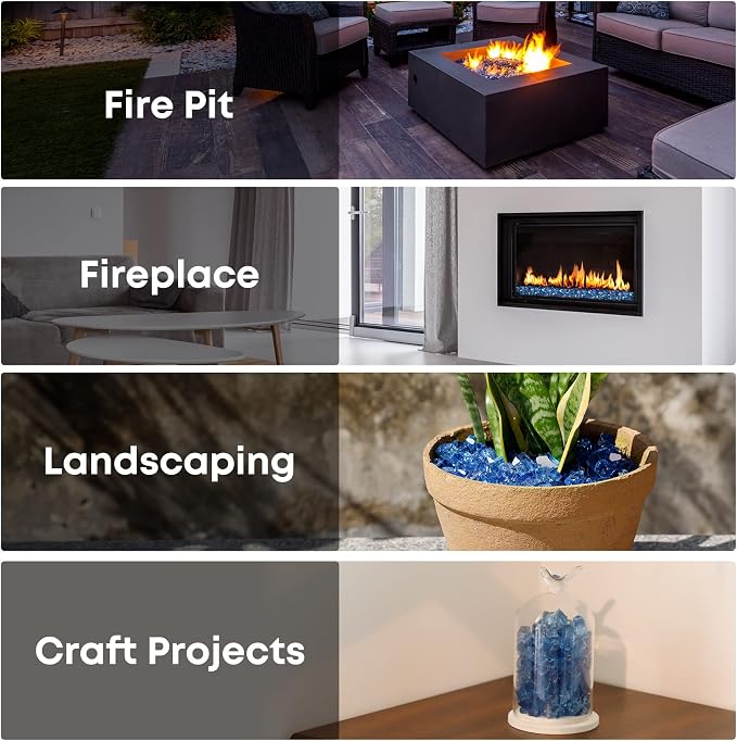 Stanbroil 10-Pound Fire Glass - 1/2 inch Reflective Tempered Fire Glass for Fireplace Fire Pit, Pacific Blue Reflective