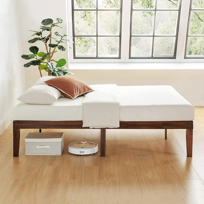 Mellow Naturalista Classic 16 Inch Solid Wood Platform Bed with Wooden Slats, Espresso, Twin