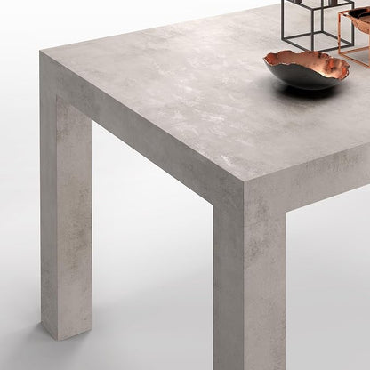 Mobili Fiver, First Extendable Table, 47.2(78.7) x31.5 in, Concrete Effect, Grey, for 6-8 People, Expandable Dining Table for Kitchen, Living Room, Italian Furniture