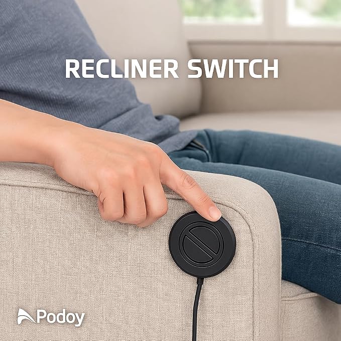 Podoy Electric Recliner Switch Replacement with 2 Button 5 pin Plug Universal Fixed Power Recliner Lift Chair, Stand Sofa with 90 Degree Plug Electric Round Hand Control Handset(2 Pack)