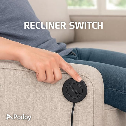 Podoy Electric Recliner Switch Replacement with 2 Button 5 pin Plug Universal Fixed Power Recliner Lift Chair, Stand Sofa with 90 Degree Plug Electric Round Hand Control Handset(2 Pack)