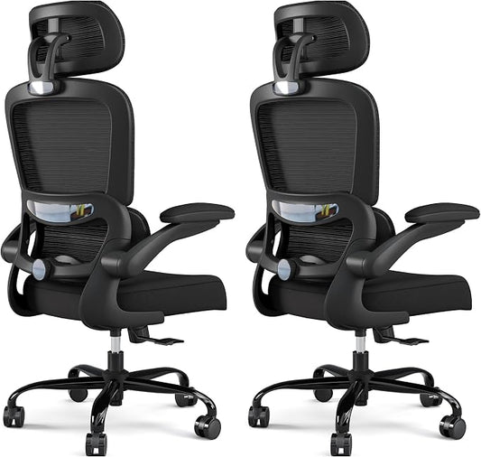 TRALT Office Chair Ergonomic Desk Chair, 330 LBS Home Mesh Office Desk Chairs with Wheels, Comfortable Gaming Chairs Pack of 2