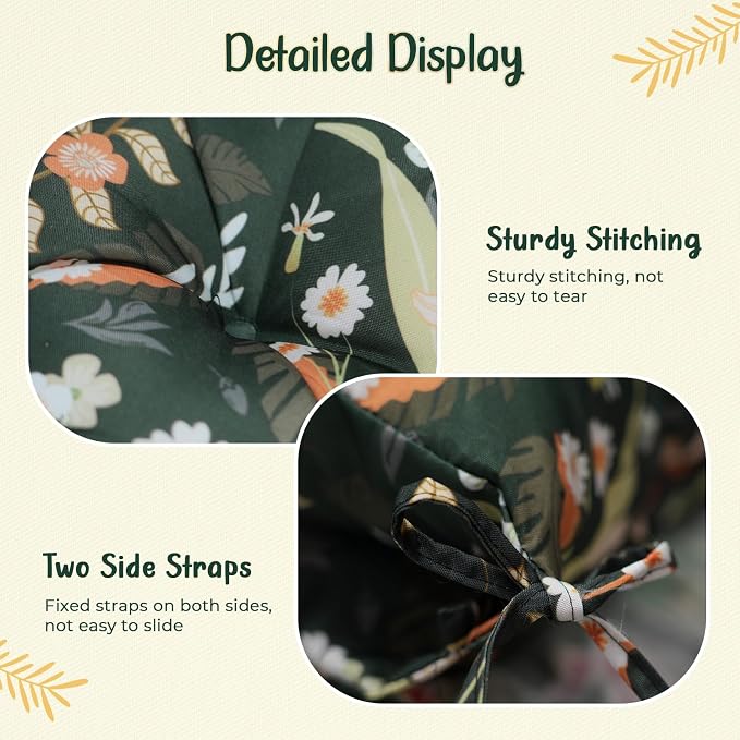 Double Egg Chair Cushion Replacement Waterproof for Outdoor Patio Hanging Basket Egg Chairs Cushion, 59x43-Inch Thickened Cotton Large Double Eggs Swing Chair Cushions, Black Peony