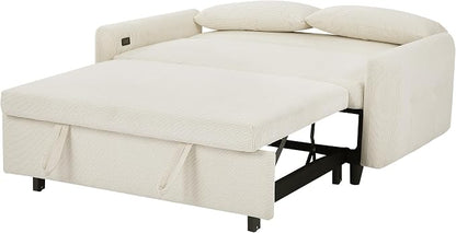 ERYE 57.5-Inch Loveseat Sofa with Pull Out Sleeper Couch Bed, Comfy Corduroy Upholstered Love Seat Sofa Convertible Sleeper Sofabed,Lounge Recliner Chaise Daybed | USB Charging Ports