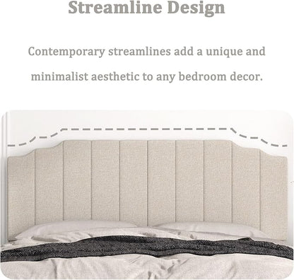 Befurtori King Size Headboard Only, Linen Wall Mounted Headboard King for Adjustable Bed Modern Upholstered Head Board Easy Assembly, Beige