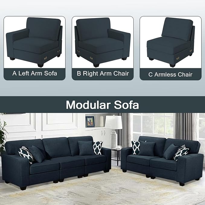Legend Vansen Oversized Modular Sectional Sofa,U/L‑Shaped Reversible Couch with Ottoman,Deep Seat Plush Polyester Sofa for Living Room,5‑Seater,Charcoal
