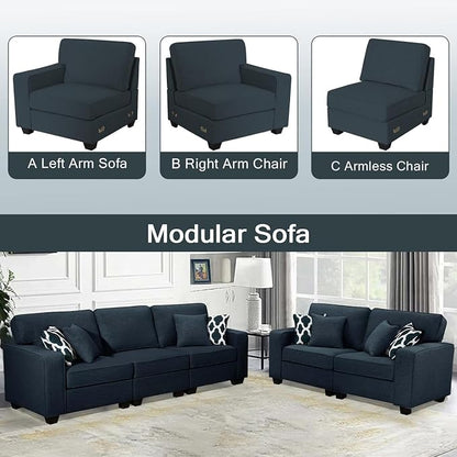 Legend Vansen Oversized Modular Sectional Sofa,U/L‑Shaped Reversible Couch with Ottoman,Deep Seat Plush Polyester Sofa for Living Room,5‑Seater,Charcoal