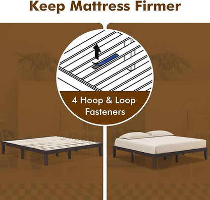 COSTWAY King Size Platform Bed Frame, 14 Inches Solid Rubber Wood Bed Mattress Foundation with Sturdy Slats Support, Easy Assembly Bed Frame for Home Hotel, No Box Spring Needed (Espresso, King)