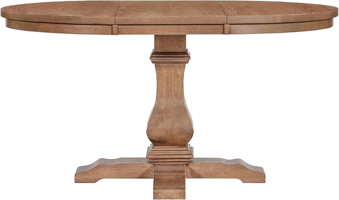 Christopher Knight Home Tokin Extendable Dining Room Table for 6, Wooden Round Expandable Kitchen Table, Vintage Oval Dining Table for Dining Room Kitchen, Walnut