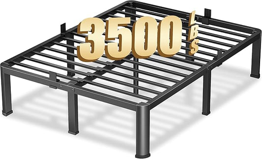 VIPSHOW 14 Inch King Heavy Duty 3500 lbs Bed Frame with Round-Corner Legs & Anti-Squeak Design – Quick Assembly Metal Platform, No Box Spring Needed