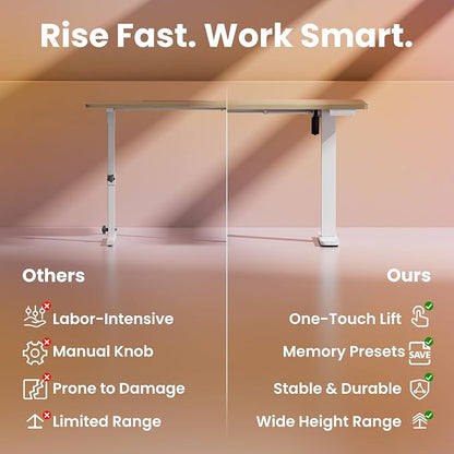 HUANUO 71 x 30 inch Electric Standing Desk Adjustable Height, 4 Memory Height Settings, Sit Stand Up Desk for Home Office & Computer Workstation, LightWalnut