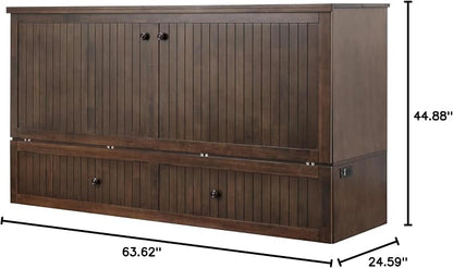 Mega Solutions Murphybedz Tuscany Murphy Cabinet Chest Bed with Charging Station 6 Inch (Tobacco, King)