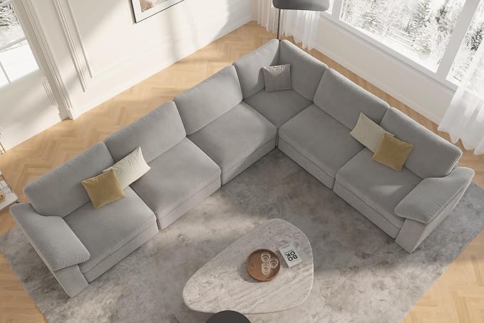 EASE MOOSE Oversized Sectional Modular Sofa,Large L Sectional Couch Wide Deep Seat Modular Cloud Couch,Removable Washable，Green